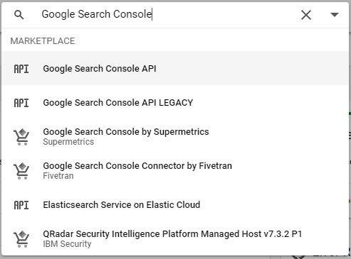 google search console api option