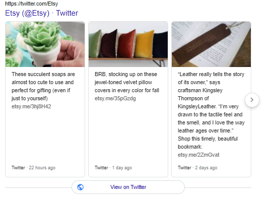 Etsy Twitter carousel
