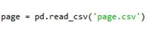 Reading the page csv file as a DataFrame