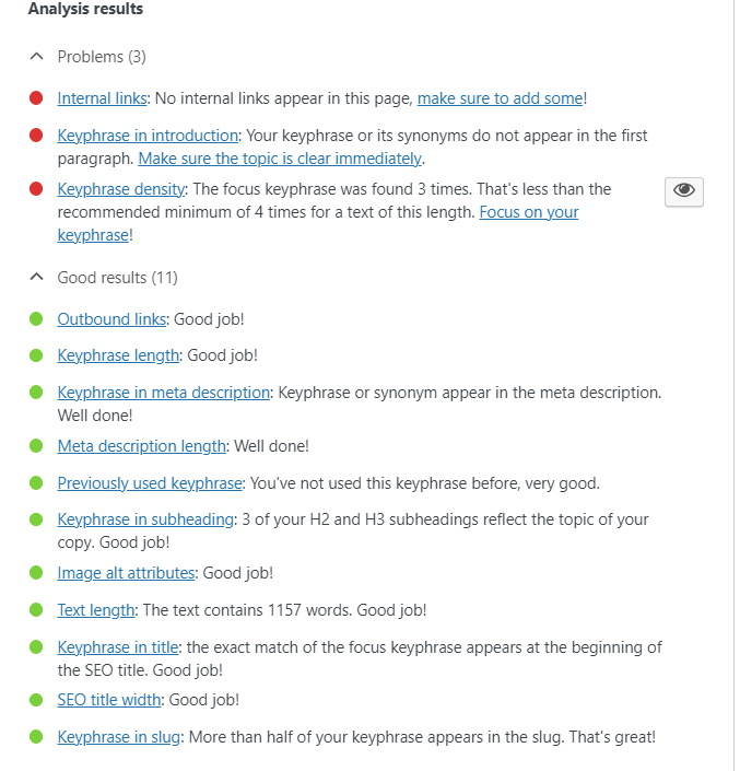 Content Analysis results