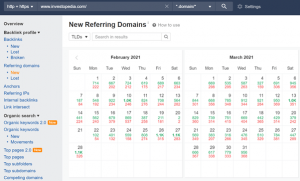 referring domains displayed on ahrefs